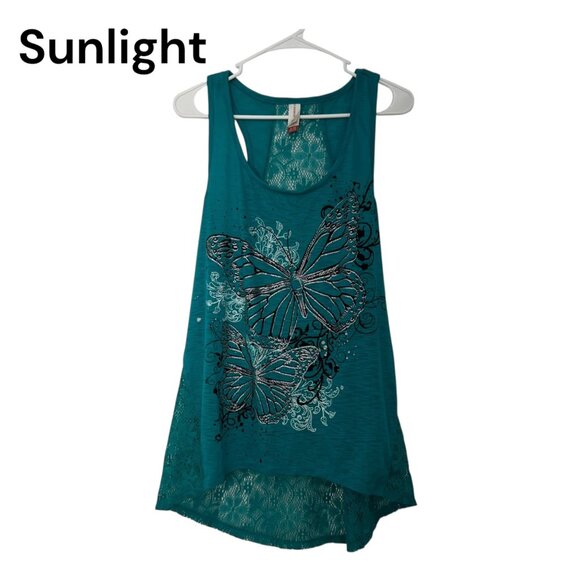 No Boundaries Womens Butterfly Lace Racerback Tank Top XL/XG 15-17 Teal Color - Picture 1 of 11